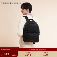 TOMMY HILFIGER 23男装休闲通勤简约金属字母大容量双肩书包背包AM0AM10920 黑色BDS OS