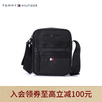 TOMMY HILFIGER 男装通勤简约立体金属LOGO标方形单肩斜挎包AM0AM08637 黑色BDS OS