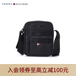 TOMMY HILFIGER 汤米·希尔费格 男装通勤简约立体金属LOGO标方形单肩斜挎包AM0AM08637 黑色BDS OS