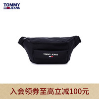 TOMMY HILFIGER 男装休闲简约撞色印花可调节插扣斜挎包腰包AM0AM09709 黑色BDS OS