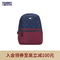 TOMMY HILFIGER 男装潮流时髦红蓝格纹拼接LOGO贴片双肩背提包AM0AM10727 红蓝拼色0GY OS