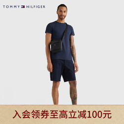 TOMMY HILFIGER 汤米·希尔费格 23男装金属字母荔枝纹皮面商务立体单肩斜挎包AM0AM09504 黑色BDS OS