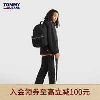 TOMMY HILFIGER 23新款春季男装休闲撞色LOGO织带双肩书包背包AM0AM10900 黑色BDS OS