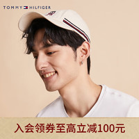 TOMMY HILFIGER 23新款春季男装时尚红白蓝条纹刺绣弯檐棒球帽AM0AM11065 米白色PDP 均码（头围57cm）