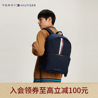 TOMMY HILFIGER 23新款秋冬男装简约字母印花商务旅行双肩背提包AM0AM12088 藏青色DW6 os