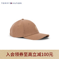 TOMMY HILFIGER 魔力方女装羊毛混纺简约金属LOGO弯檐棒球帽AW0AW14283 棕色GW8 均码（头围56cm）