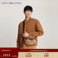 TOMMY HILFIGER 魔力方男装时尚字母提花可调节肩带单肩斜挎包AM0AM10755 卡其色GWJ OS