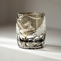 同合 日本进口江户切子凤舞水晶玻璃杯收藏级手工雕花限量烈酒杯子