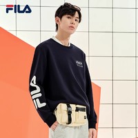 FILA 斐乐 男士卫衣2023秋季新款圆领套头针织休闲宽松打底长袖上衣