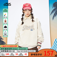 mostwantedlab彩色格纹贴布绣卫衣男春秋季潮牌圆领宽松上衣女