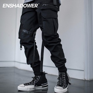 ENSHADOWER 隐蔽者 雪地迷彩工装裤男裤子李现韩商言同款伞兵束脚裤 黑色 M