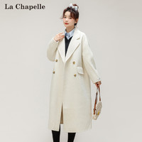 La Chapelle 女士双排扣中长款宽松羊毛呢外套