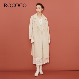 洛可可（ROCOCO）长款冬季气质羊毛呢子大衣女2023时尚双面毛呢外套冬季 燕麦色 M