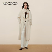 洛可可（ROCOCO）插肩袖扣设计羊毛呢外套女法式气质秋季双面呢子大衣 米色 M