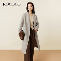 洛可可（ROCOCO）宽松长款双面呢子羊毛大衣女法式气质毛呢外套 燕麦色 S