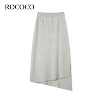 洛可可（ROCOCO）小黑裙显瘦冬季针织半身裙女2023纯色侧开叉法式气质裙子 白色 M