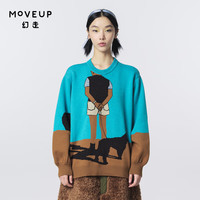 幻走（MOVEUP）【商场同款】趣味提花小众设计短款毛衣女 黑色 XS