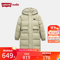 Levi's李维斯童装【商场同款】冬季男女童长款羽绒服儿童百搭外套 沼泽绿 110/52(4)