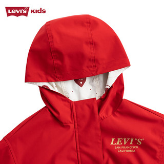 Levi's李维斯童装【商场同款】春秋款女童双面穿外套儿童连帽休闲风衣 超级红 110/56(5)