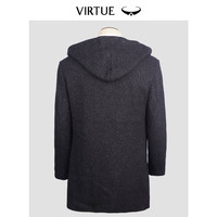 Virtue 富绅 羊毛开衫男连帽春秋外套韩版中年男士毛衣拉链针织羊毛衫