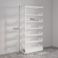 豫正 家用现代简约书籍馆多层落地置物架钢制简易图书馆书架 珍珠白单面六层2米高1.0m长副架