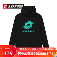 乐途（LOTTO）连帽套头卫衣男潮ins白色设计感小众柔软轻便美式高街冬季上衣 黑绿色 185/2XL