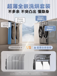 小天鹅 [超薄全嵌]小天鹅小乌梅洗烘套装10KG洗衣机烘干机组合热泵式SC83
