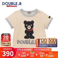 MIKI HOUSE MIKIHOUSE Double_B 日本制手绘风天竺材质短袖T恤 象牙白色 80