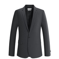 太平鸟女装 男装秋季灰色休闲西装平驳领青年修身一粒扣男式西服