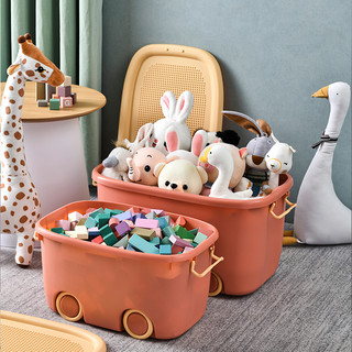 访客 收纳箱 儿童玩具收纳盒加厚带轮书籍整理箱 40L小号绿色单只装