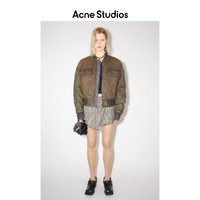Acne Studios女士 染色做旧复古短款拉链工装机车夹克飞行员外套