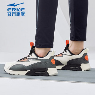 ERKE 鸿星尔克 男鞋运动跑步鞋男2022 橡芽白/碳灰/荧光火橙 42