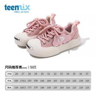 天美意（TEENMIX）天美意儿童运动鞋秋季小孩时尚透气帆布鞋女童休闲鞋子 粉色 27码