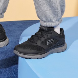 SKECHERS 斯凯奇 男鞋跑步鞋轻便网面休闲鞋防滑轻量减震科技回弹运动鞋 BKCC黑色/炭灰色 39码