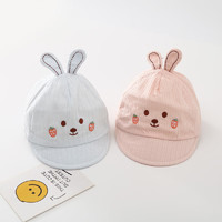 婧麒（JOYNCLEON）婴儿帽子春秋款鸭舌帽棉新生儿胎帽可爱婴幼儿0一3月宝宝帽 粉色 0-6个月38-43cm