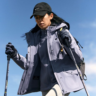 KOLON SPORT可隆冲锋衣女户外防水透湿抓绒内胆三合一夹克 蓝紫色IS 170/L