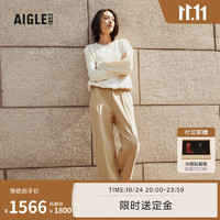 AIGLE【11.11】AIGLE艾高23年秋户外针织松紧腰直筒阔腿长裤 杻藤杏色 AV901 38(165/74A)