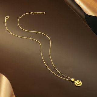 周六福（ZLF）黄金套链女款足金曳光系列拉丝圆牌链坠 计价 40+5cm尾链 - 5g