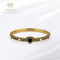 MONOLOGUE独白大英博物馆复古黄金黑桃心爱心珍珠玉髓手镯MR1229女 58mm