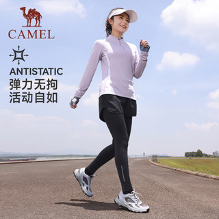 CAMEL 骆驼 运动长袖t恤女士2023冬季加绒保暖健身跑步立领速干瑜伽服男