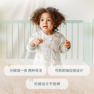 nest designs婴儿睡袋秋冬晴感宝宝夹棉一体式分腿二合一儿童防踢被 猎豹派-薄夹棉 80cm（M码，身高70-85cm）