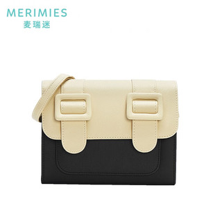 MERIMIES 拼色系列 女士剑桥包 CB015 黑拼奶油 中号