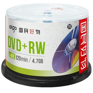 aigo 爱国者 DVD+RW 空白光盘/刻录盘 1-4速4.7GB 台产 桶装50片 可擦写 可重复刻录