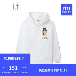 :CHOCOOLATE it 款拉链连帽卫衣男休闲简约SWU01L WHX/白色 M