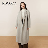 洛可可（ROCOCO）温柔风气质羊毛双面呢大衣女2023长款冬季法式呢子外套 燕麦色 M