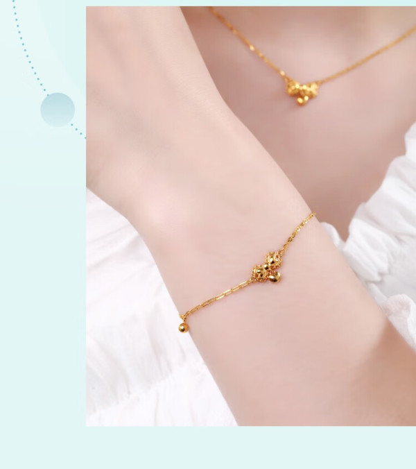 千叶珠宝 足金黄金手链 花样少女浪漫蝴蝶就手饰女友 计价 金重约3.