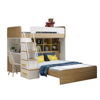 Faxiou 法西欧 儿童床交错式上下床小户型双层床子母床错位型高低床带书桌组合床 书桌上床+1.5米普通下床+背柜