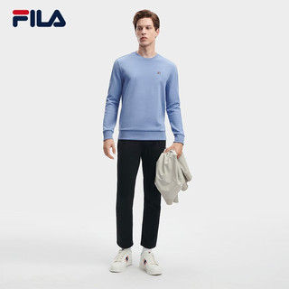 FILA 斐乐 男子针织长裤冬季加绒休闲商务通勤休闲裤 正黑色-BK 175/84A/L