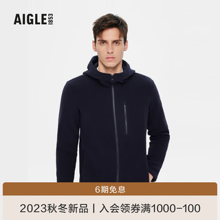 AIGLE艾高20款户外保暖耐穿透汽舒适全拉链抓绒衣外套男 海军蓝 AX462 XL(185/100A)