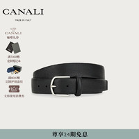 CANALI 【冬】黑色鹿皮管束状配长方形带扣男士腰带 黑 120